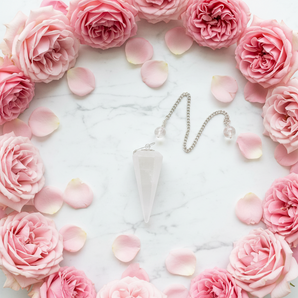 Selenite Faceted Pendulum with Velvet Pouch – Cleansing, Clarity & Spiritual Connection - Heavenly Crystals Online
