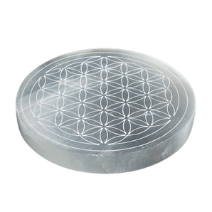 Selenite Flower of Life Gridding Plate - Heavenly Crystals Online