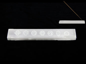 Selenite Incense Holder with Chakra Design – Cleansing Crystal Burner for Incense Sticks - Heavenly Crystals Online