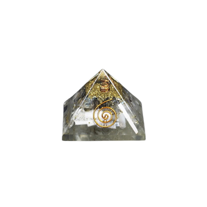 Selenite, Labradorite, Clear Quartz & Copper Orgonite Pyramid – Cleansing, Intuition, Clarity & Energetic Protection - Heavenly Crystals Online