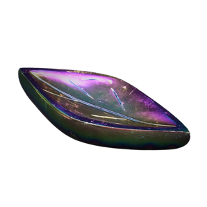 Selenite Rainbow Aura Leaf Bowl (299g) – Cleansing, Charging & High‑Vibration Energy - Heavenly Crystals Online