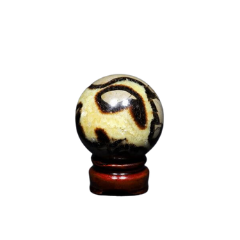 Septarian Sphere with wooden stand (286g) – Grounding, Protection & Inner Strength - Heavenly Crystals Online