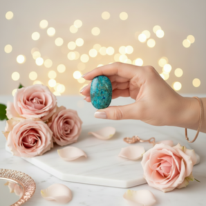 Shattuckite Palm Stone (67g) – Intuition, Communication & Inner Truth - Heavenly Crystals Online