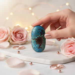 Shattuckite Palm Stone (91g) – Intuition, Communication & Inner Truth - Heavenly Crystals Online