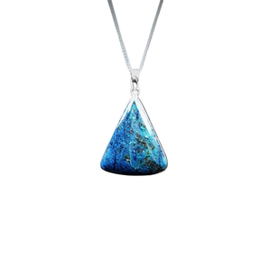 Shattuckite Triangle Pendant in 925 Sterling Silver with chain - Intuition and Clarity - Heavenly Crystals Online