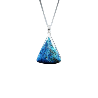 Shattuckite Triangle Pendant in 925 Sterling Silver with chain - Intuition and Clarity - Heavenly Crystals Online
