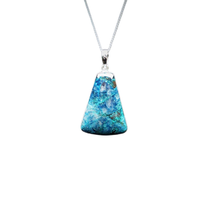 Shattuckite Triangular Shaped Pendant in 925 Sterling Silver with chain - Intuition and Clarity - Heavenly Crystals Online