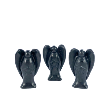 Shungite Angel Genuine (40mm) - Hand‑Carved Guardian for Protection, Grounding & EMF Shielding - Heavenly Crystals Online