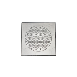 Shungite Genuine Grid engraved Flower of Life - Heavenly Crystals Online