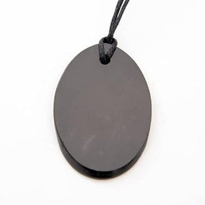 Shungite Genuine Oval Pendant with black cord - Protection, Grounding & EMF Shielding - Heavenly Crystals Online