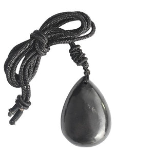Shungite Genuine Tear Drop Pendant with black cord - Protection, Grounding & EMF Shielding - Heavenly Crystals Online