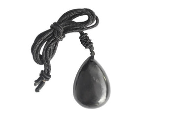 Shungite Genuine Tear Drop Pendant with black cord - Protection, Grounding & EMF Shielding - Heavenly Crystals Online