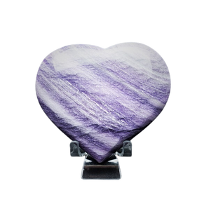 Purple Silky Fluorite Heart with stand - 335 grams