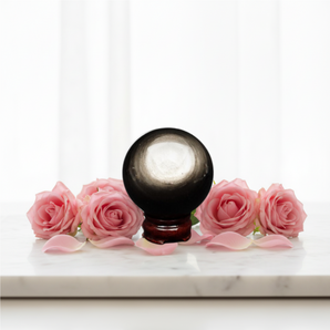 Silver Sheen Obsidian Sphere (503g) – Protection, Grounding & Inner Strength - Heavenly Crystals Online