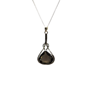 Smoky Quartz Triangular Pendant in 925 Sterling Silver with chain - Clarity & Protection - Heavenly Crystals Online