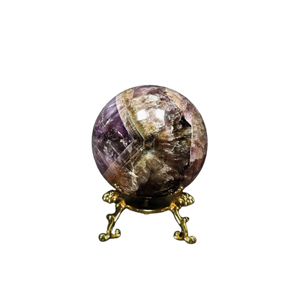 Super Seven Sphere with Wooden Stand (365g) - High‑Vibration Crystal for Healing, Intuition & Protection - Heavenly Crystals Online