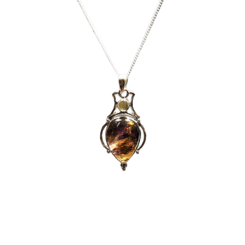 Super Seven with Citrine Tear Drop Pendant in 925 Sterling Silver with chain - Light & Alignment - Heavenly Crystals Online