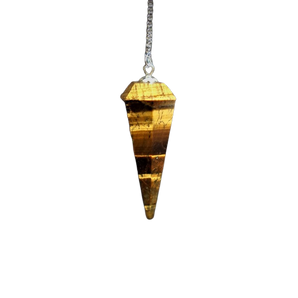 Golden Brown Tigers Eye Faceted Pendulum - Large