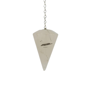 Tourmalinated Quartz Faceted Pendulum with Velvet Pouch – Protection, Clarity & Grounded Insight - Heavenly Crystals Online