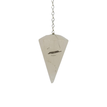 Tourmalinated Quartz Faceted Pendulum with Velvet Pouch – Protection, Clarity & Grounded Insight - Heavenly Crystals Online