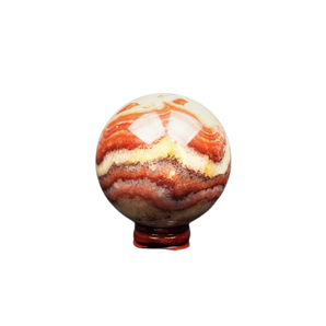 Tri Calcite Rainbow Sphere with wooden sphere holder (421g) – Joy, Balance & Uplifting Energy - Heavenly Crystals Online