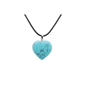 Turquoise Howlite Heart Pendant with black cord