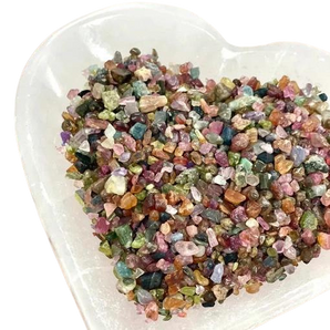 Watermelon Tourmaline Chips (100g) in Organza Pouch for Joy & Heart Healing - Heavenly Crystals Online