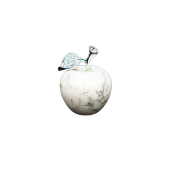 White Howlite Carved Apple - Calming Stone, Stress Relief & Crown Chakra - Heavenly Crystals Online