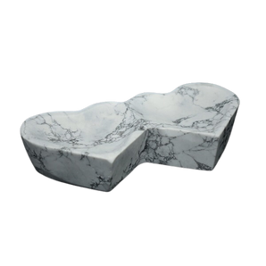 White Howlite Double Heart Bowl (554g) – Relaxation, Mindfulness & Tranquility - Heavenly Crystals Online