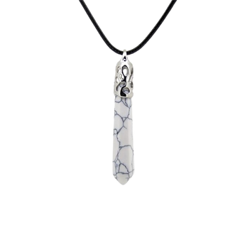 White Howlite Pendant with Black Cord – Peace, Clarity & Emotional Balance - Heavenly Crystals Online