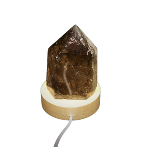 Wooden LED Light Base for Crystals – White Glow Display Stand - Heavenly Crystals Online