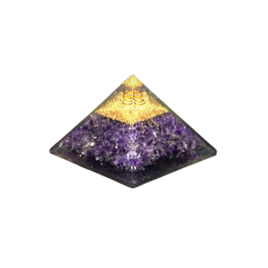Amethyst, Clear Quartz, Tree of Life, Copper Orgonite Pyramid - 231 grams