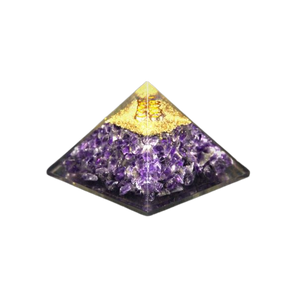 Amethyst, Clear Quartz, Tree of Life, Copper Orgonite Pyramid - 232 grams