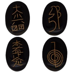 Black Agate Reiki Symbols Set with velvet pouch