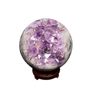 Amethyst Druzy Sphere with wooden stand - 4.949 kgs