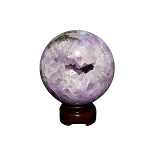 Amethyst Druzy Sphere with wooden stand - 686 grams