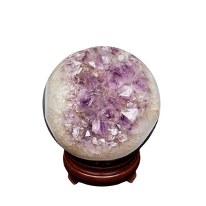 Amethyst Druzy Sphere with wooden stand- 2.365 kgs
