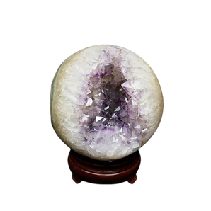 Amethyst Druzy Sphere with wooden stand - 2.789 kgs