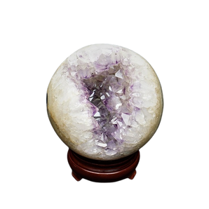 Amethyst Druzy Sphere with wooden stand - 2.789 kgs