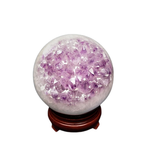 Amethyst Druzy Sphere with wooden stand - 2.599 kgs