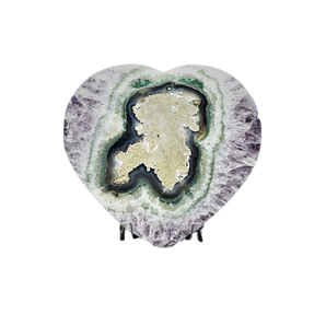 Amethyst Slice Heart with stand - 319 grams