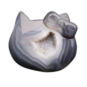 Agate Crystal Kitty Cat with stand - 129 grams