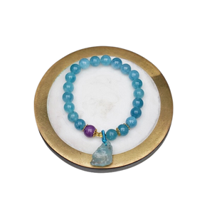 Aquamarine with Purple Bead Bracelet - 8mm