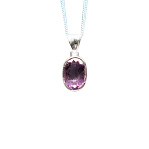 Amethyst Faceted Pendant 925 Sterling Silver