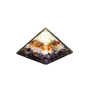 Amethyst, Rose Quartz, Carnelian, Selenite, Copper Orgonite Pyramid - 163 grams