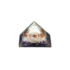 Amethyst, Rose Quartz, Carnelian, Selenite, Copper Orgonite Pyramid - 163 grams