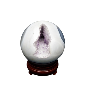 Amethyst Druzy Sphere with wooden stand - 2.076 kgs