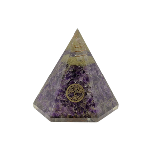 Amethyst, Clear Quartz Orgonite Hexagonal Pyramid - 419 grams