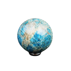 Blue Apatite Sphere with wooden stand - 381 grams