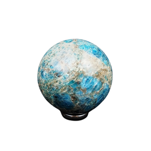 Blue Apatite Sphere with wooden stand - 381 grams